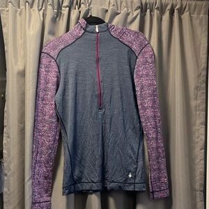 Smartwool Blue and Purple Quarter-Zip hoodie